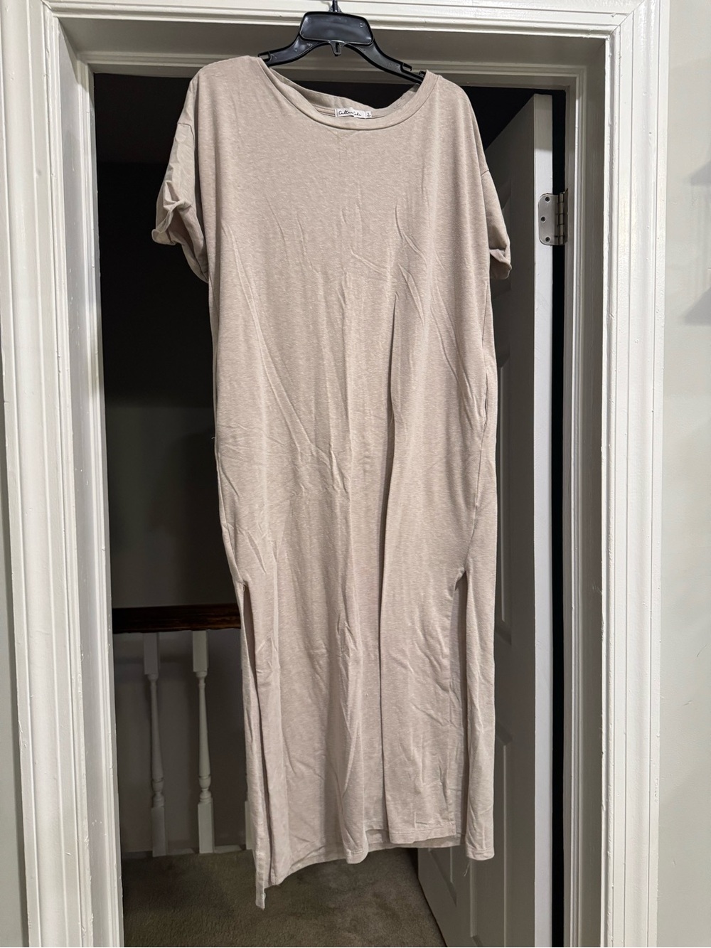 Cultures Code Tan Short-Sleeve T-Shirt Dress View 4
